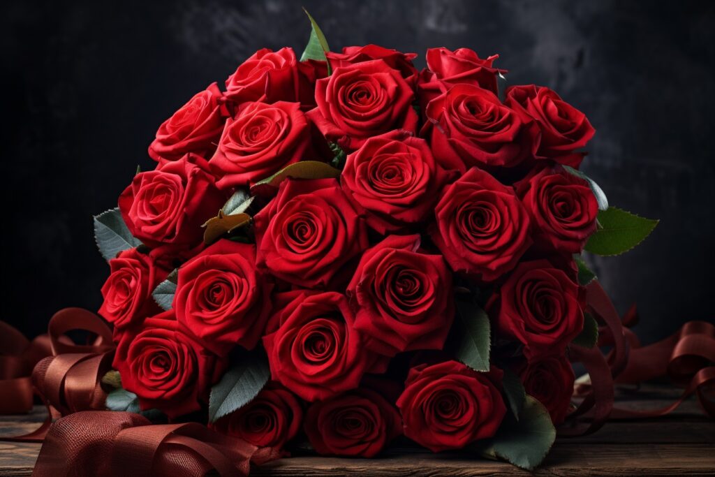 En buket røde roser