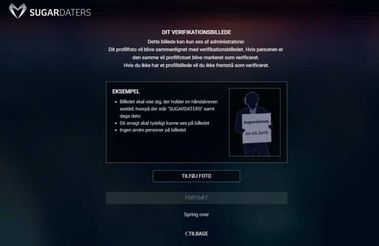Verifikation af profiler, SugarDaters.dk