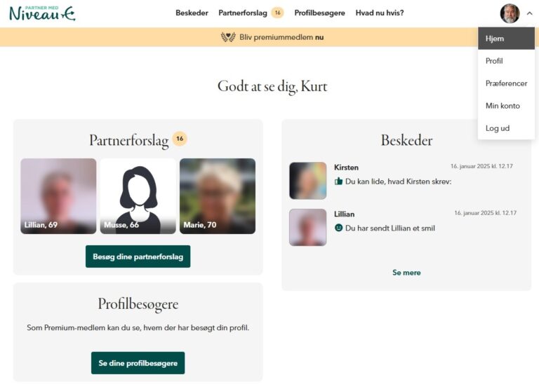 Partnermedniveau Startside med menuer