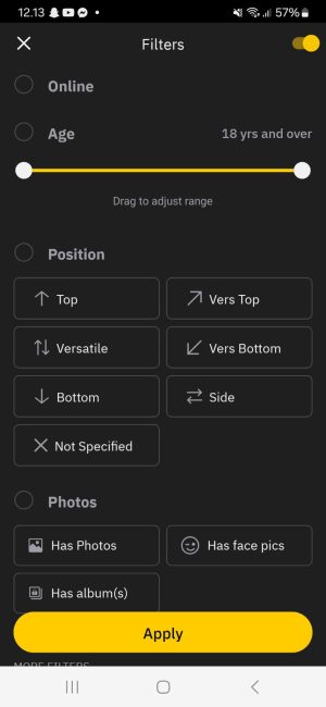 Grindr søgefilter